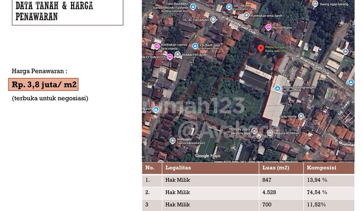 Tanah Dekat Riverside Golf Gunung Putri