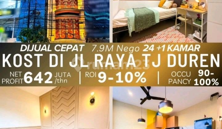 Dijual Rumah Kos Tanjung Duren 24 Kamar 10 Percent Roi Murah Strategis Bu