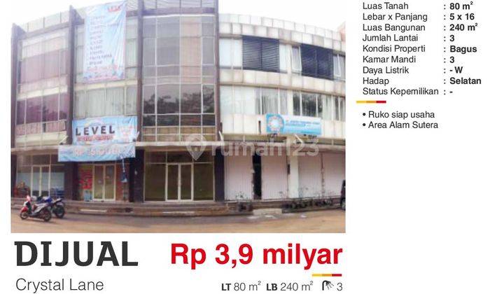 Hot Listing Dijual Ruko Crystal Lane Alam Sutera 1