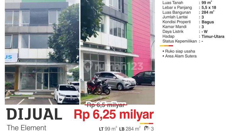 Hot Listing Dijual Ruko The Element Alam Sutera 1