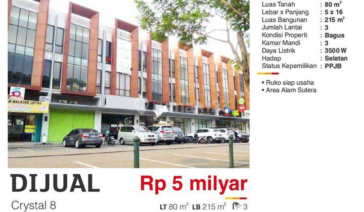 Hot Listing Dijual Ruko Crystal 8 Alam Sutera 1