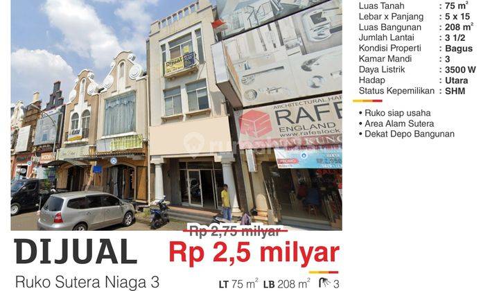 Hot Listing Dijual Ruko Siap Usaha Ruko Sutera Niaga 3 Alam Sutera 1