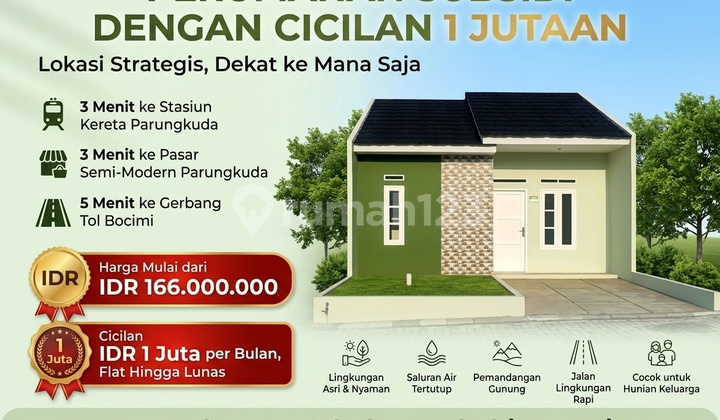 Hunian Subsidi Cicilan 1 Jutaan, Dekat ke Stasiun dan Akses Pintu Tol Bocimi Hunian Subsidi Cicilan 1 Jutaan, Dekat ke Stasiun dan Akses Pintu Tol Bocimi