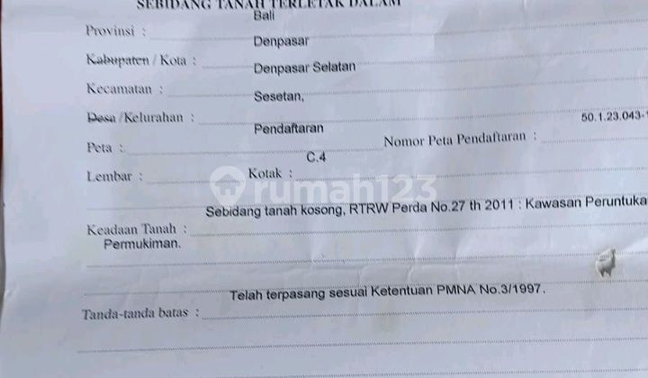 Land, SHM, in South Denpasar. Land, SHM, in South Denpasar.