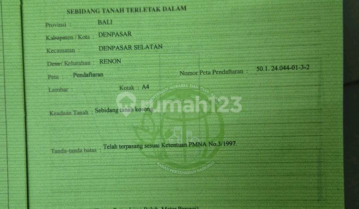 Tanah, SHM, di Renon, Tanah, SHM, di Renon,