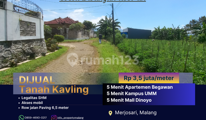 5 Menit Kampus Umm Malang Row Jalan 6 Meter Cocok Bangun Kos Kosan Tanah Kavling Perumahan