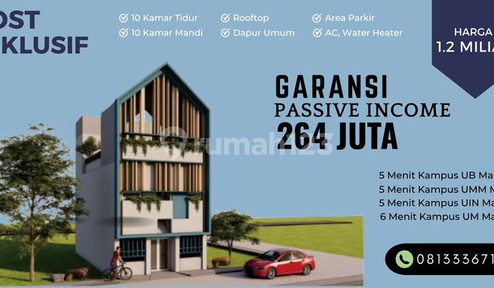 Rukost Exclusive For Sale 5 Minutes to Muhammadiyah University Malang Certificate of Income Hundreds of Millions a Year 1