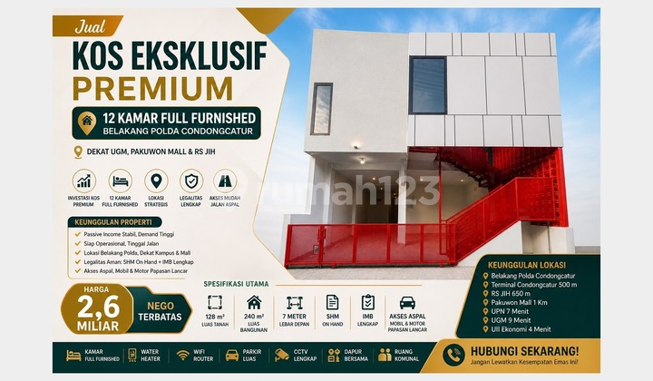 Premium Boarding House Near UGM Condongcatur Fully Furnished 12 Rooms Ready for Income 1