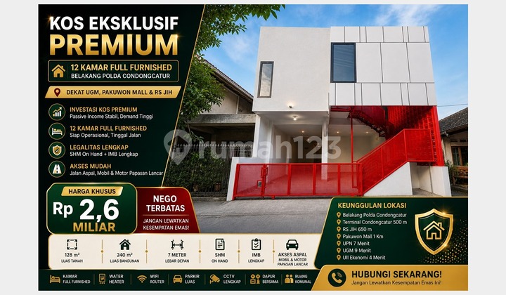 Premium Boarding House Near UGM Condongcatur Fully Furnished 12 Rooms Ready for Income 2