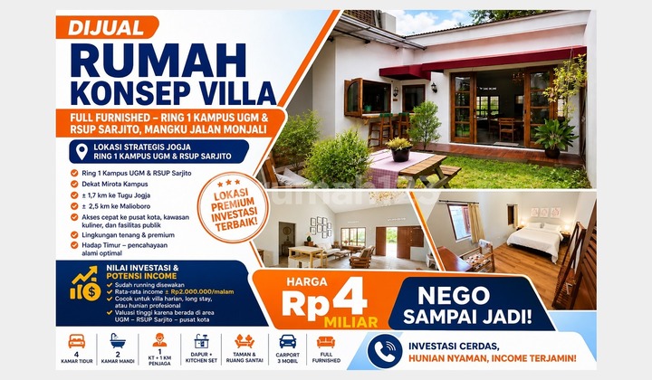 Villa in Jogja Near UGM Mangku Monjali Street Fully Furnished High Income