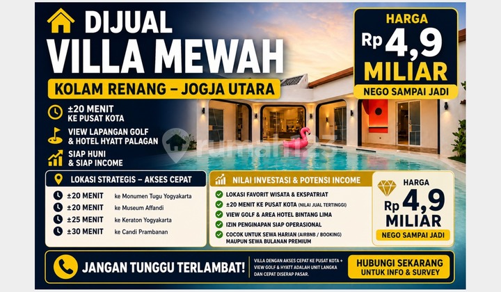 Villa Jogja Utara Palagan View Golf Hyatt Siap Passive Income Premium