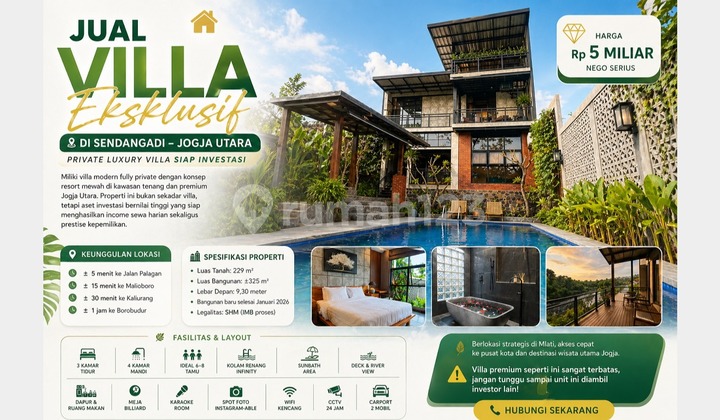 For Sale Luxury Villa North Jogja - Modern Resort Design with Infinity Pool