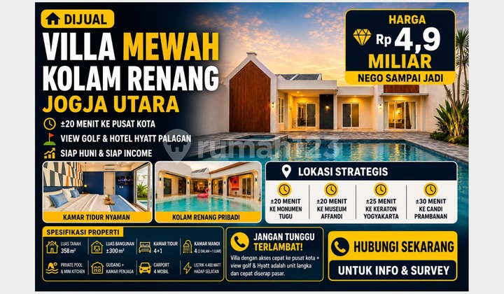 Villa Mewah Jogja Utara Palagan View Golf Hyatt - Lifestyle Eksklusif Private Pool