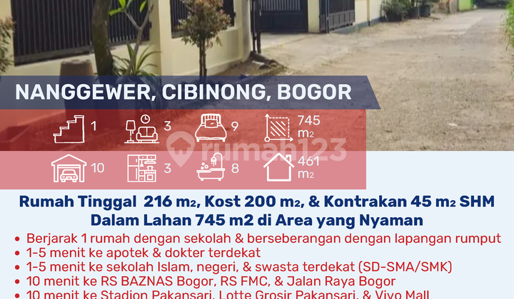 Rumah Tinggal, Kost, & Kontrakan SHM di Tanah 745 M2, Cibinong Bogor Rumah Tinggal, Kost, & Kontrakan SHM di Tanah 745 M2, Cibinong Bogor