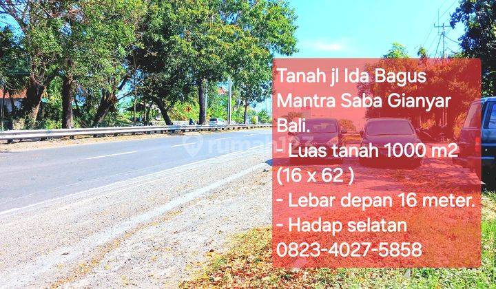 Land for sale in Jl Ida Bagus Mantra Saba Gianyar Bali 1