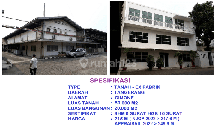 di Jual Pabrik Luas 5 Hektar Jl Soebandi, Cimone Tangerang 1