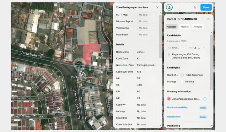 Jual Tanah Luas 1000 Meter Kalideres Jakarta Barat