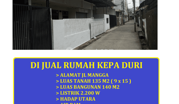 Jual Rumah SHM Jl Mangga Duri Kepa Jakarta Barat 1