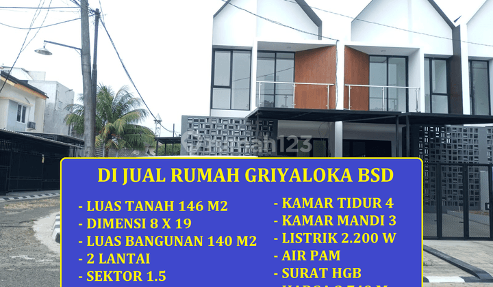 Jual Rumah 2 Lantai Baru di Griyaloka Sektor 1.5, Tangerang 1