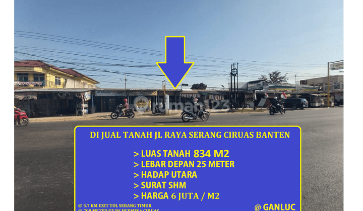 Di Jual Tanah 800 Meter Jl Raya Serang Serang Banten 1