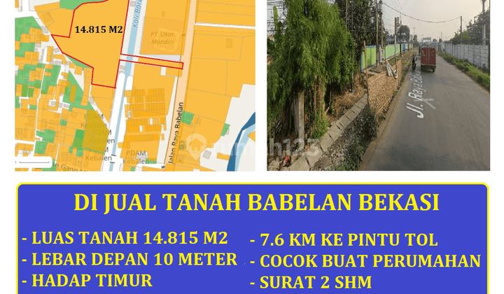 di Jual Tanah 1.5 Hektar Jl Raya Babelan, Bekasi Jawa Barat 1