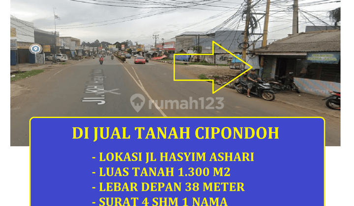 di Jual Tanah Luas 1000 Meter Jalan Hasyim Ashari Cipondoh Tangerang 1