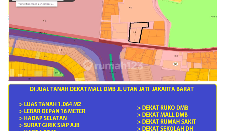 di Jual Tanah Luas 1000 Meter Dekat Mall Daan Mogot Jl Utan Jati Kalideres Jakarta Barat 1