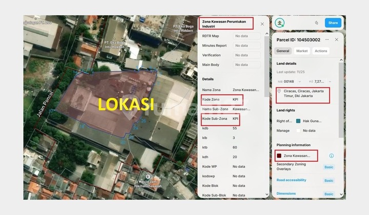 Jual Eks Pabrik Makanan Luas Tanah 1.6 Hektar di Jalan Raya Pancol Ciracas Jakarta Timur