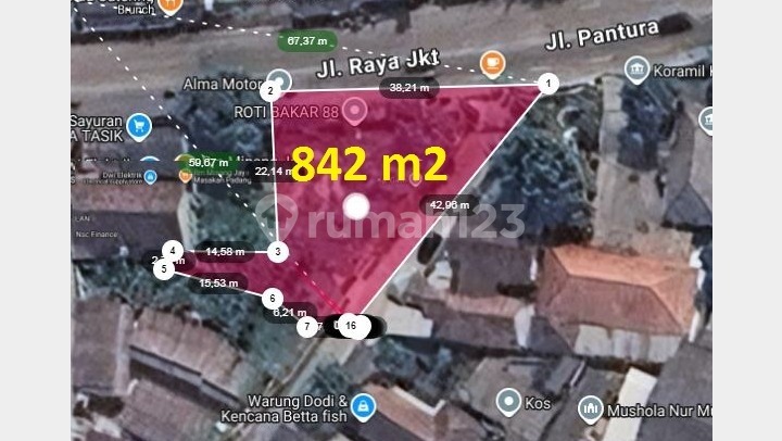 Selling 842 Square Meters of Land on Jalan Raya Serang Jakarta Kragilan Serang Banten