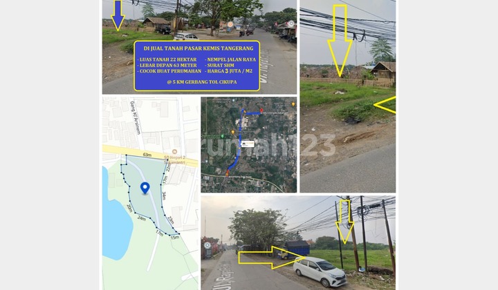 Jual Tanah 22 Hektar di Sukamantri Pasar Kemis Kabupaten Tangerang