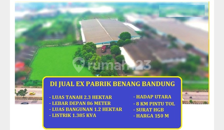 Selling Thread Factory with 23 Hectares of Land on Cicalengka Rancaekek Bandung Main Road
