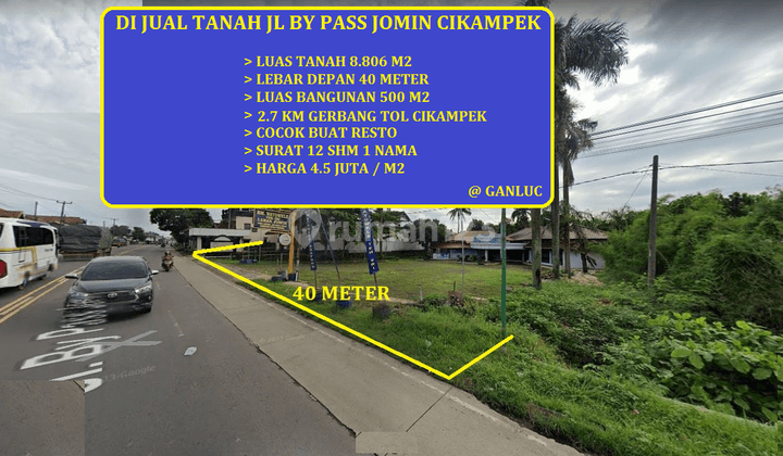 di Jual Tanah Luas 8000 Meter Jl By Pass Jomin Cikampek 1