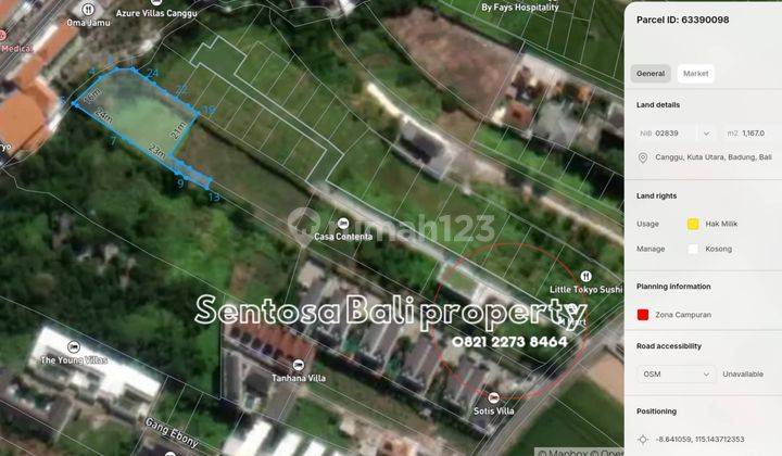 Tanah di Kayu Tulang Selatan 1167m² Canggu Lingkungan Villa 2