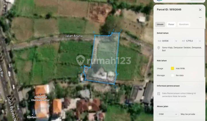 Tanah 17 are di Matahari terbit Sanur denpasar , lingkungan Villa - view laut 2
