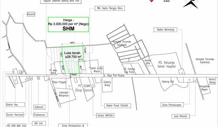 Tanah Jalan Raya Pati Kudus Lokasi Strategis Area Komersial 2