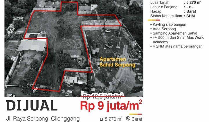 Dijual cepat kavling  komersial tepi jalan cilenggang. La 1