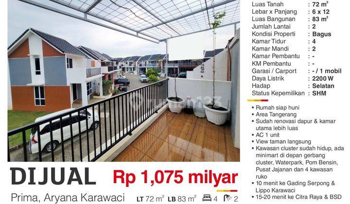 Rumah cantik dpn taman perumahan aryana karawaci sdh renovasi  siap huni.hez 1