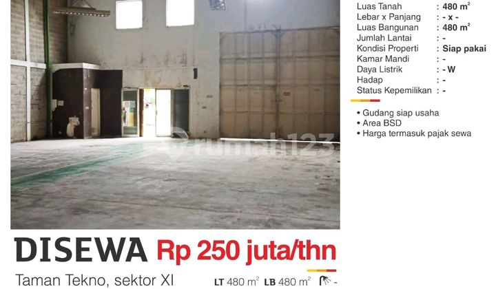 Gudang Taman.tehno.sektor. Siap.usaha. Lokasi.startegis Dkt Ke Tol.jorr Dan.bandara..komplek.pergudangan..sun 2