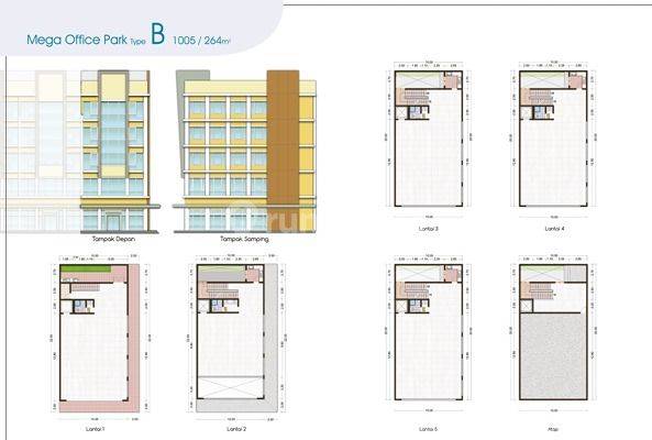 Ruko Mega Office Park 5lt + Lift Luas 220m Harapan Indah Bekasi  2