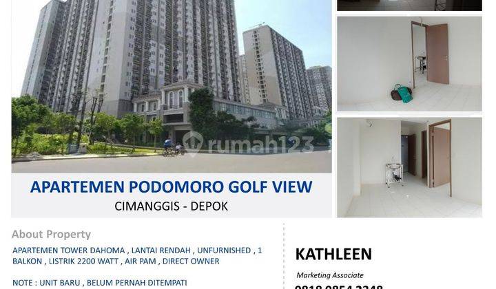 JUAL HARGA MIRING APARTEMEN PODOMORO GOLF VIEW CIMANGGIS DEPOK 2 KAMAR 1