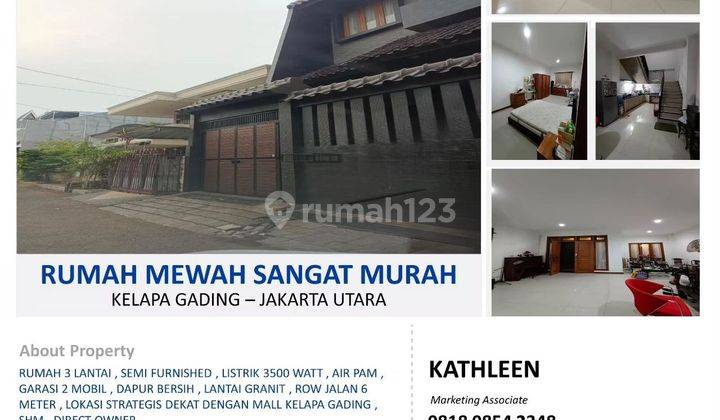 DIJUAL CEPAT BU!!
RUMAH MEWAH 6 KAMAR SANGAT MURAH
KELAPA GADING 1