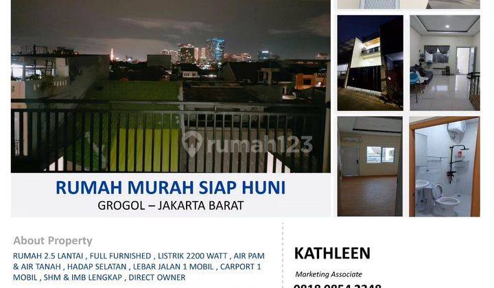 Dijual Rumah Murah 2 Kamar Full Furnished Hadap Selatan Di Grogol