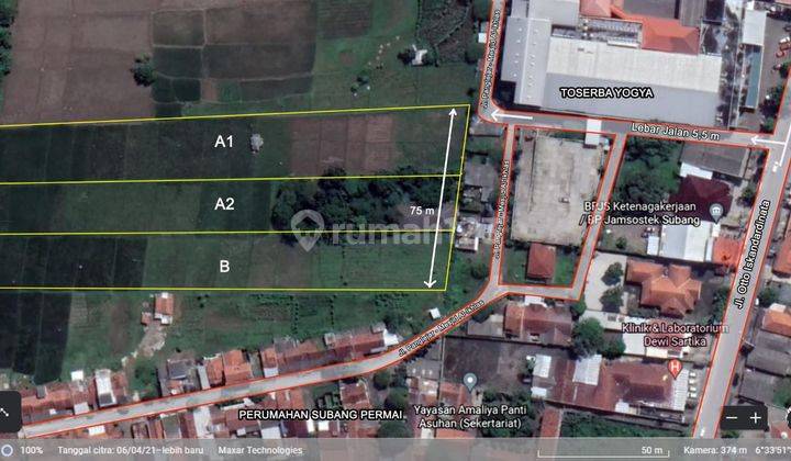 Tanah di Jl.otto Iskandardinata, Subang SHM 18.180 m² 5
