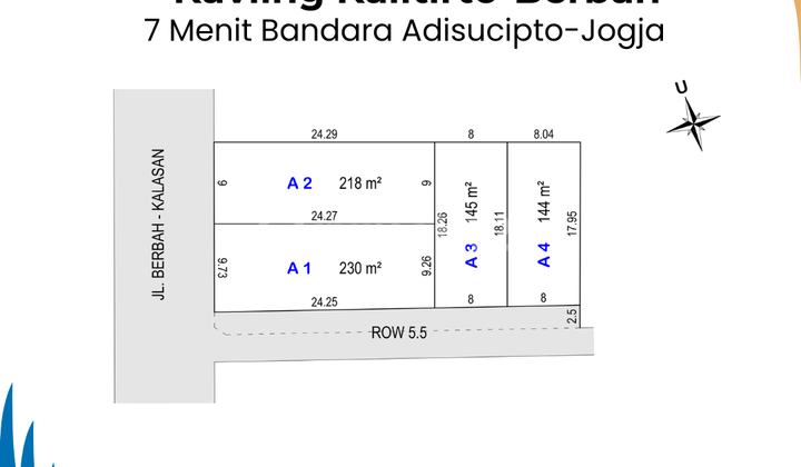 Land for sale in Berbah Sleman, cheap at 3 million, near Yogyakarta airport.