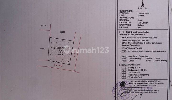 Pandawa Umbrella Mountain hook land 340m2 IDR 3.65 million/m2 2