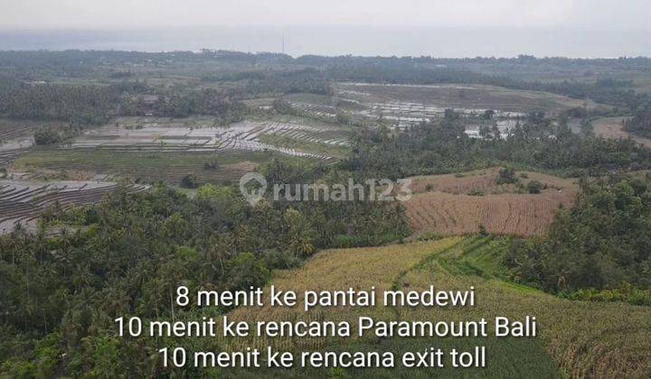 Tanah komersial full view laut dan terasering sawah di medewi surfing 7