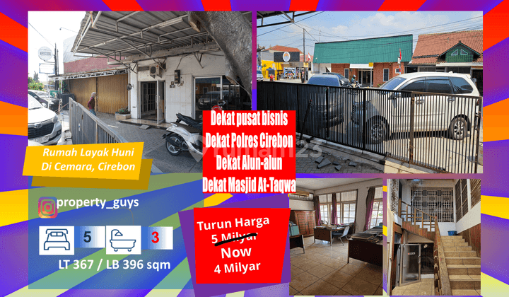 Turun Harga Jadi 4 Milyar. Rumah di Jalan Cemara, Cirebon