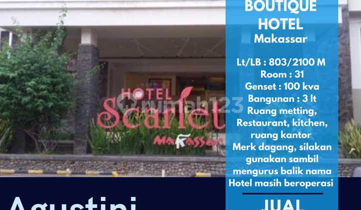 Dijual Boutique Hotel Scarlett Makassar  1