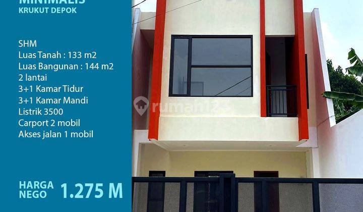 Rumah 3BR minimalis modern 2 lantai di Krukut Depok 1