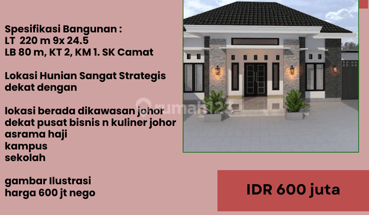 Di Jual Rumah sederhana minimalis di jl eka suka 11 medan johor  1